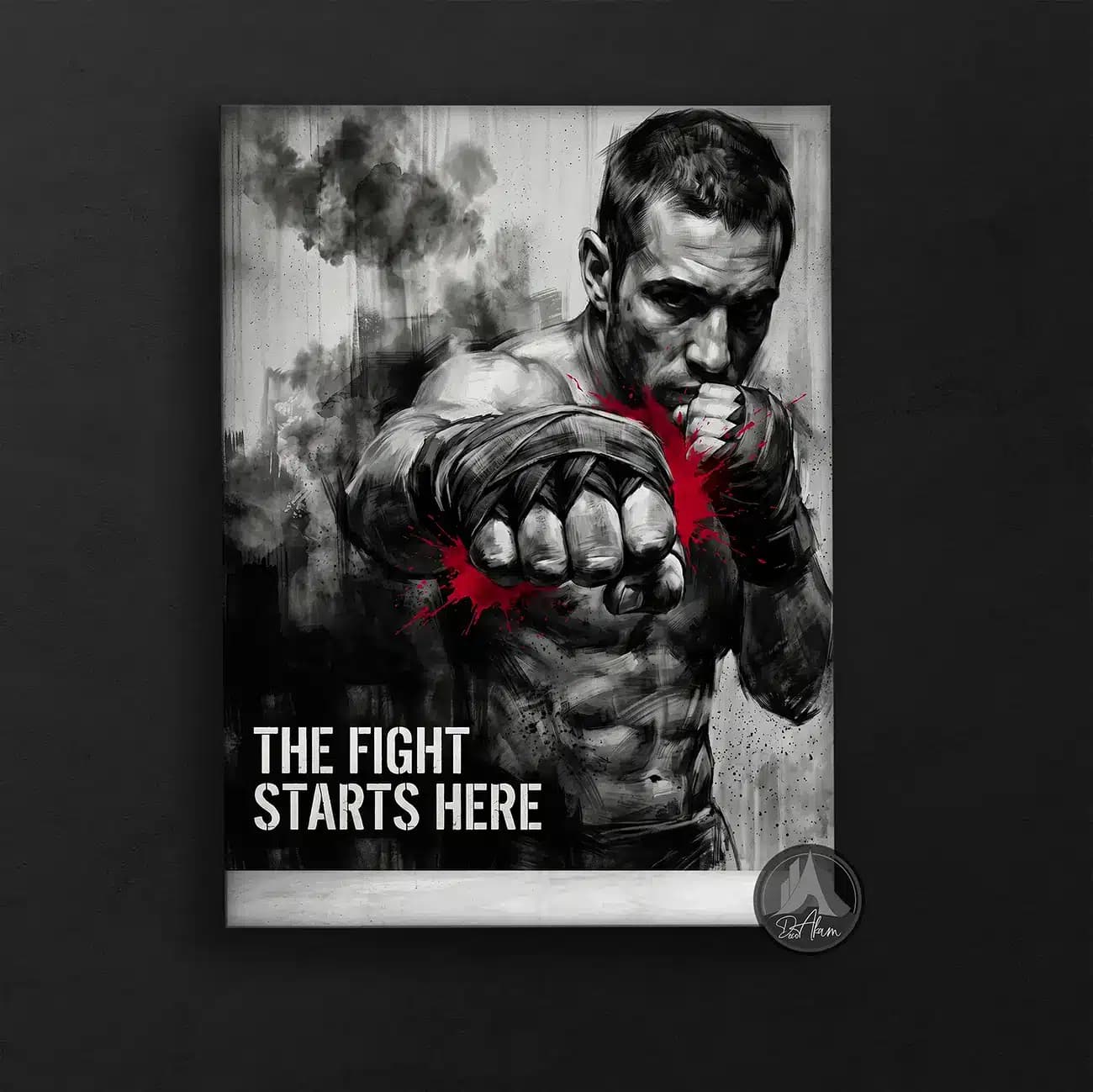 تابلو بوکس THE FIGHT STARTS HERE کد DA-(8047) | دکور انگیزشی — تصویر ۵