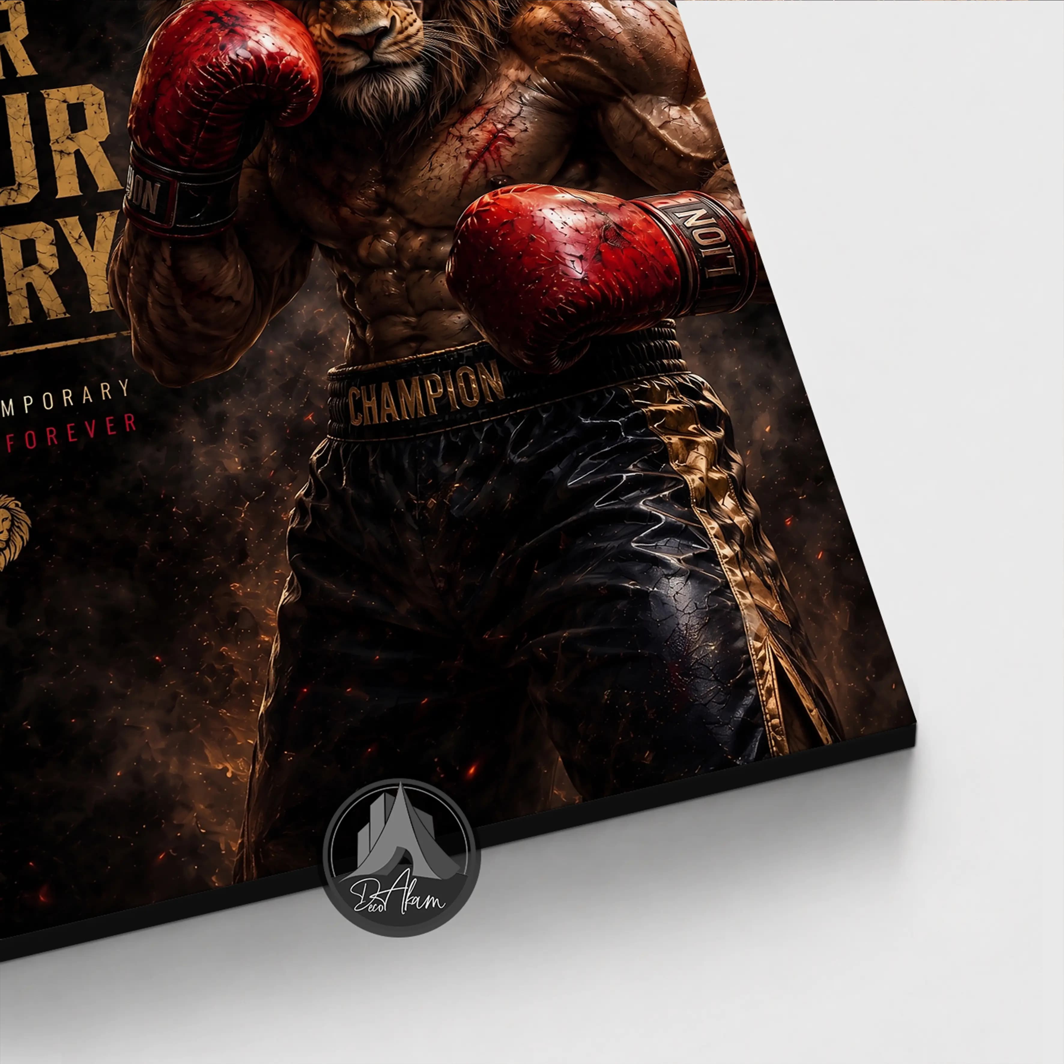 تابلو شیر بوکسور FIGHT FOR YOUR GLORY کد DA-(8038) | دکور ورزشی — تصویر ۲