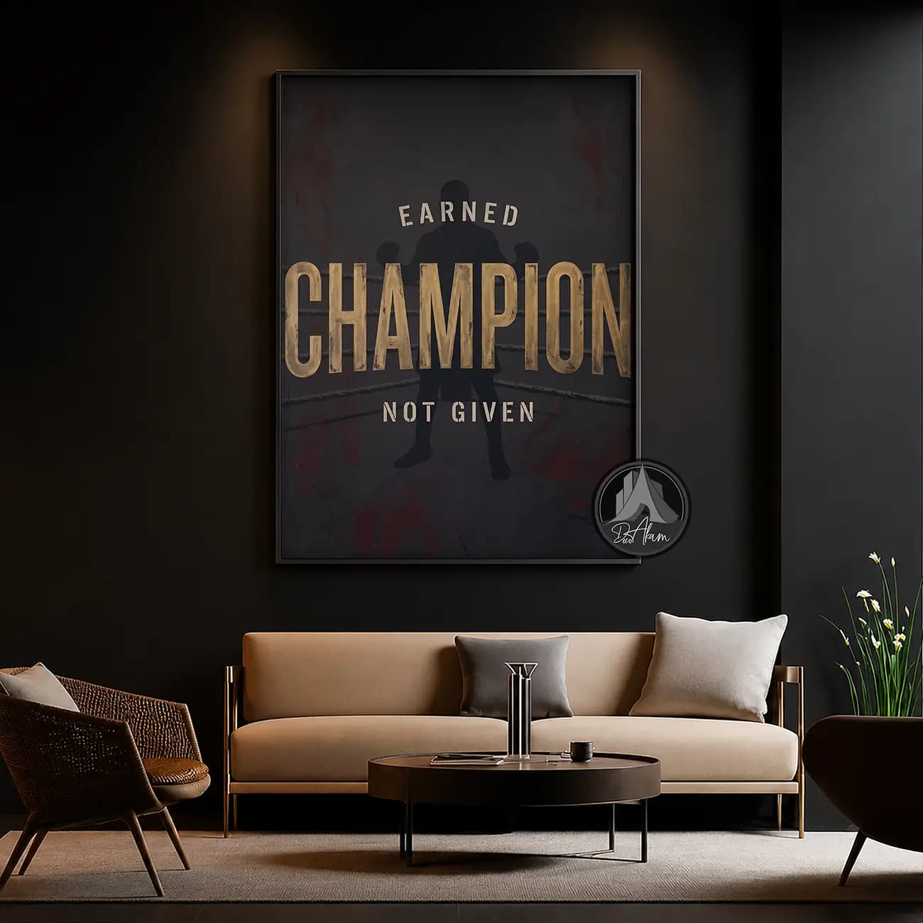 تابلو تایپوگرافی بوکس CHAMPION کد DA-(8036) | دکور ورزشی — تصویر ۵