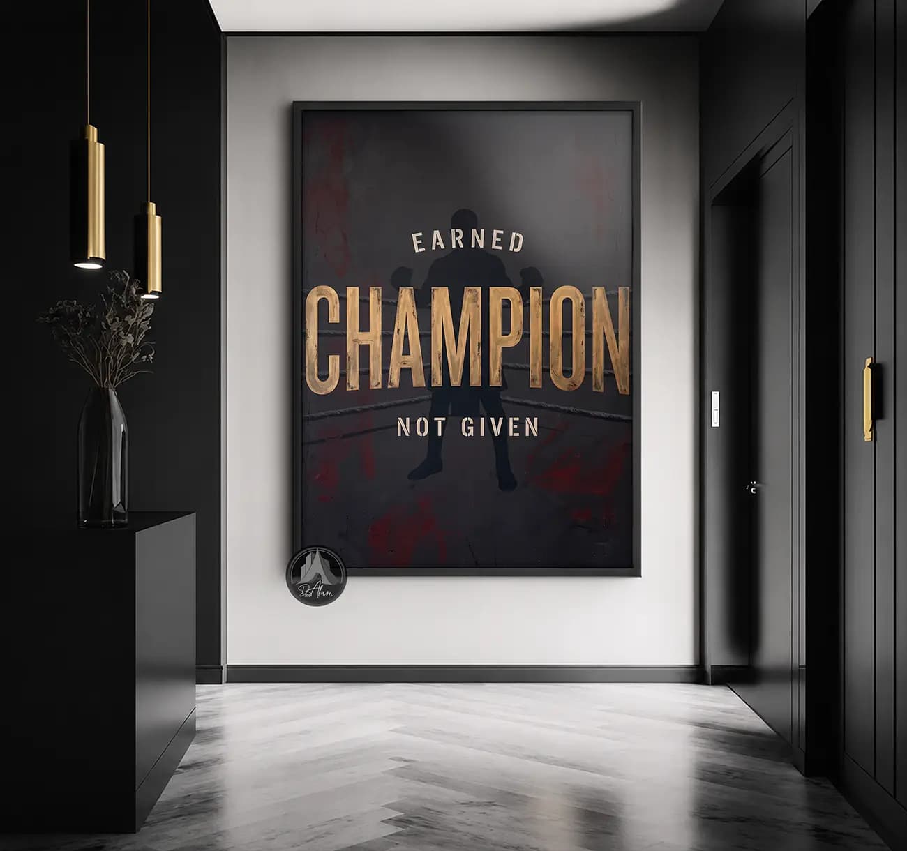 تابلو تایپوگرافی بوکس CHAMPION کد DA-(8036) | دکور ورزشی