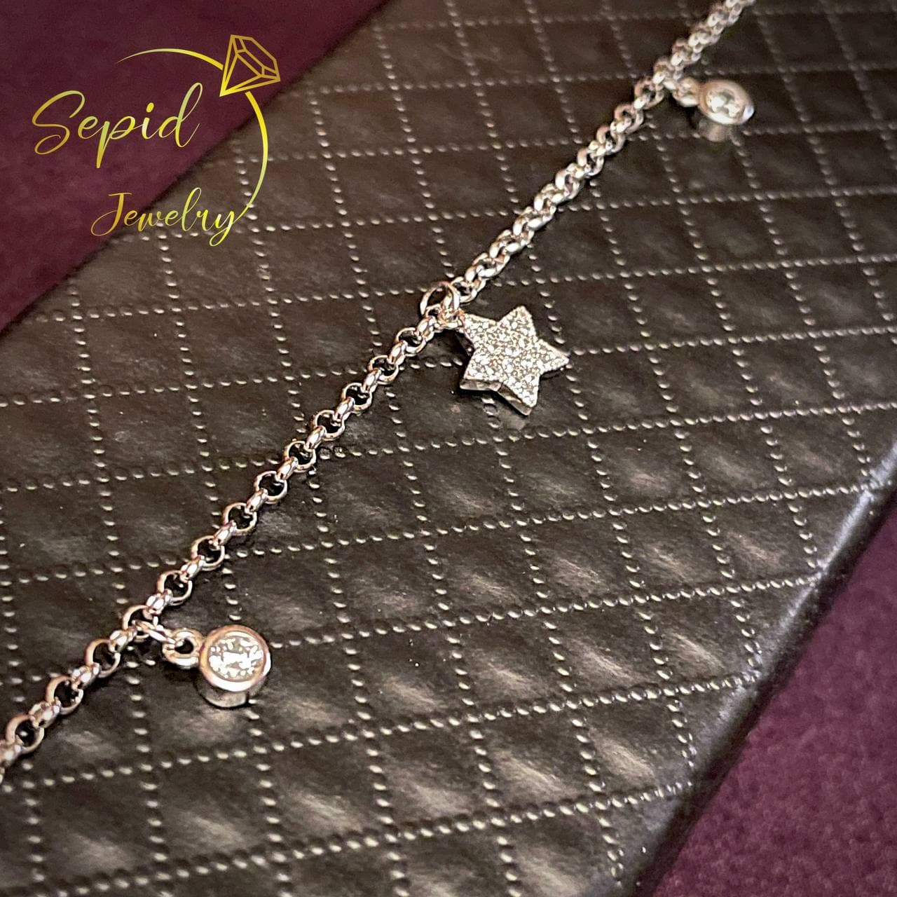 پابند نقره ستاره نگینی و مارکو آویز — تصویر ۴