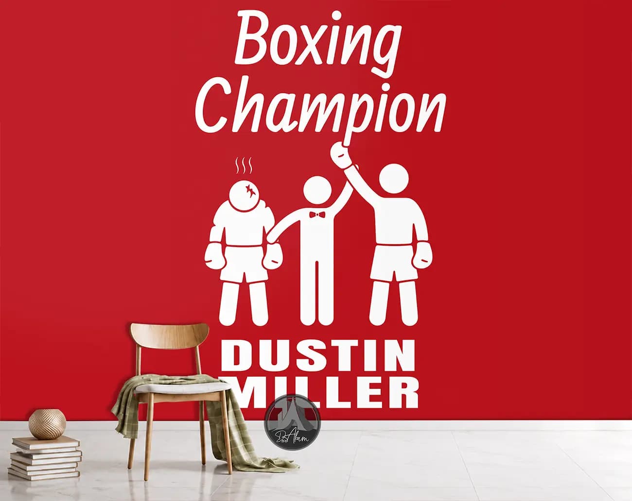 پوستر دیواری تایپوگرافی بوکس Boxing Champion با تم قرمز کد DA-(8049)
