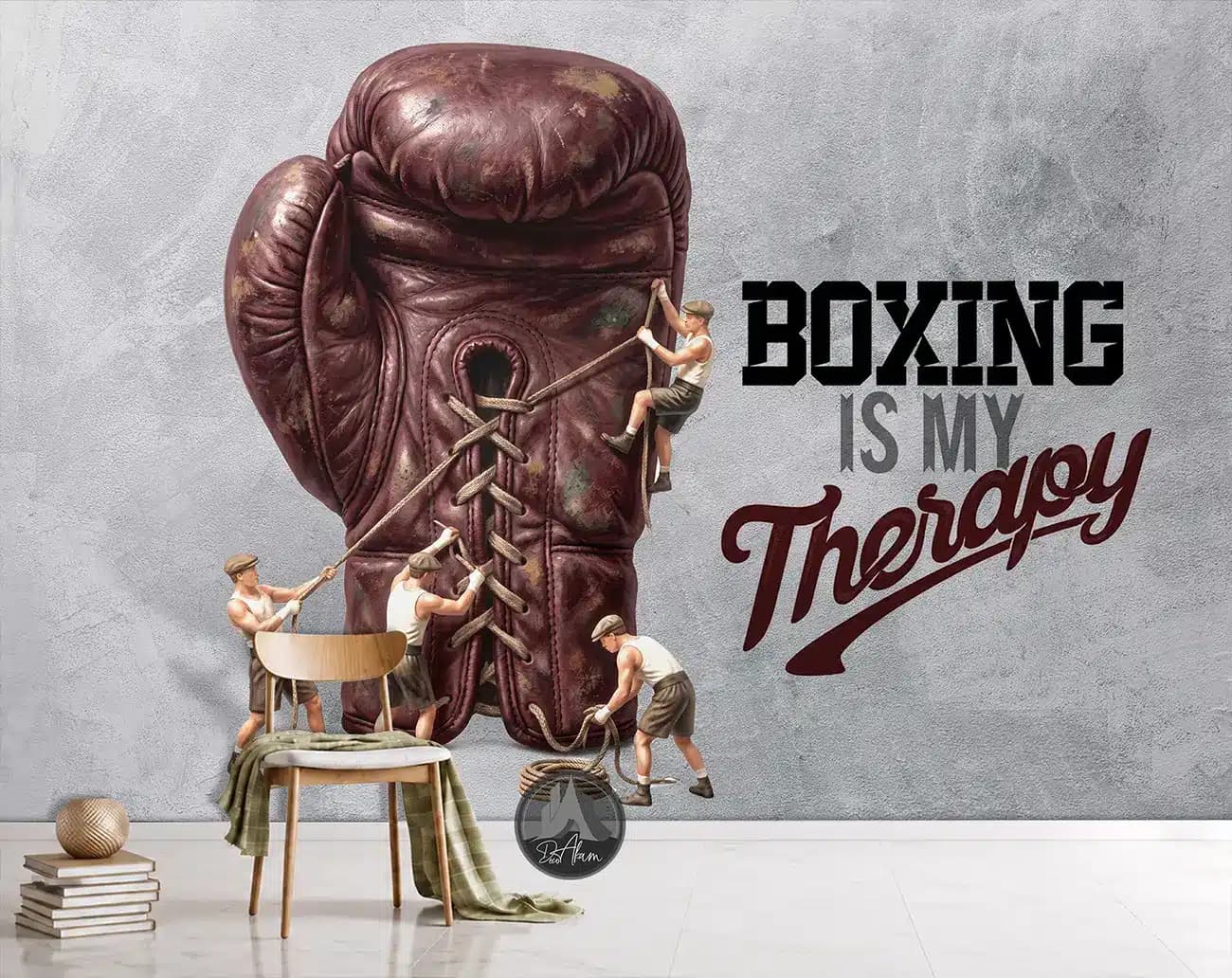 پوستر دیواری دستکش بوکس BOXING IS MY THERAPY کد DA-(8045)