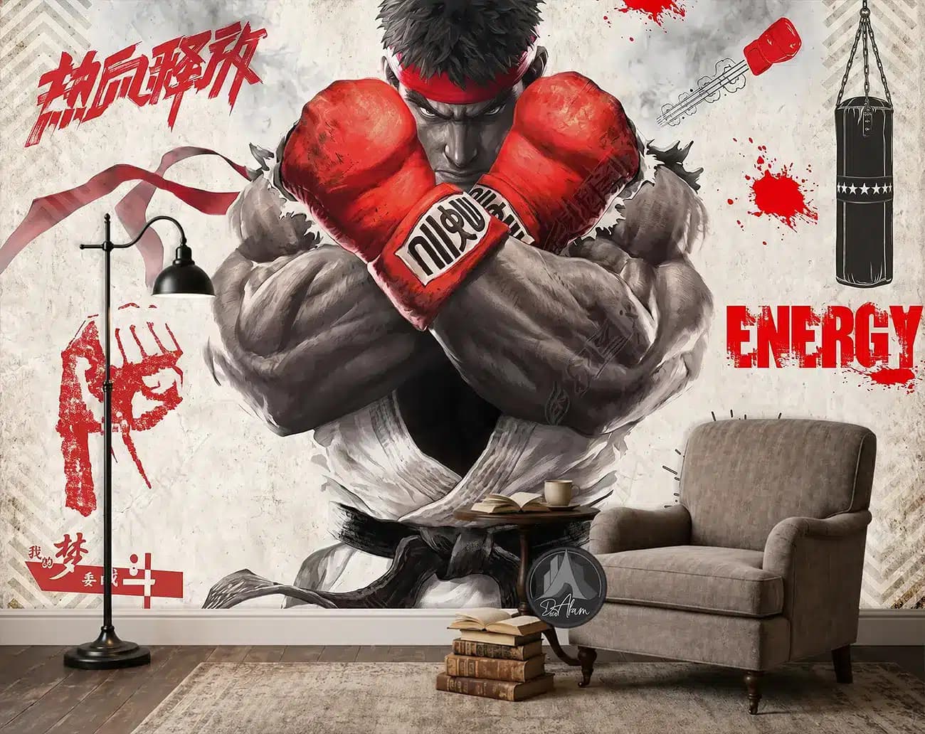 پوستر دیواری بوکسور قدرتمند با دستکش قرمز کد DA-(8043) | طرح Energy — تصویر ۳