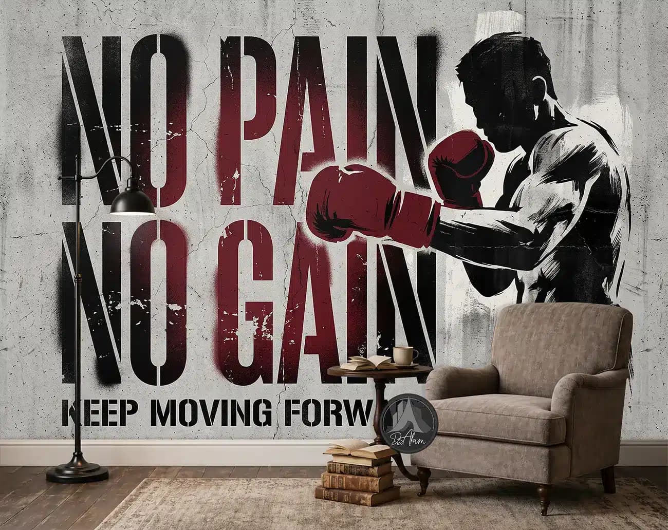 پوستر دیواری انگیزشی بوکس NO PAIN NO GAIN کد DA-(8035)