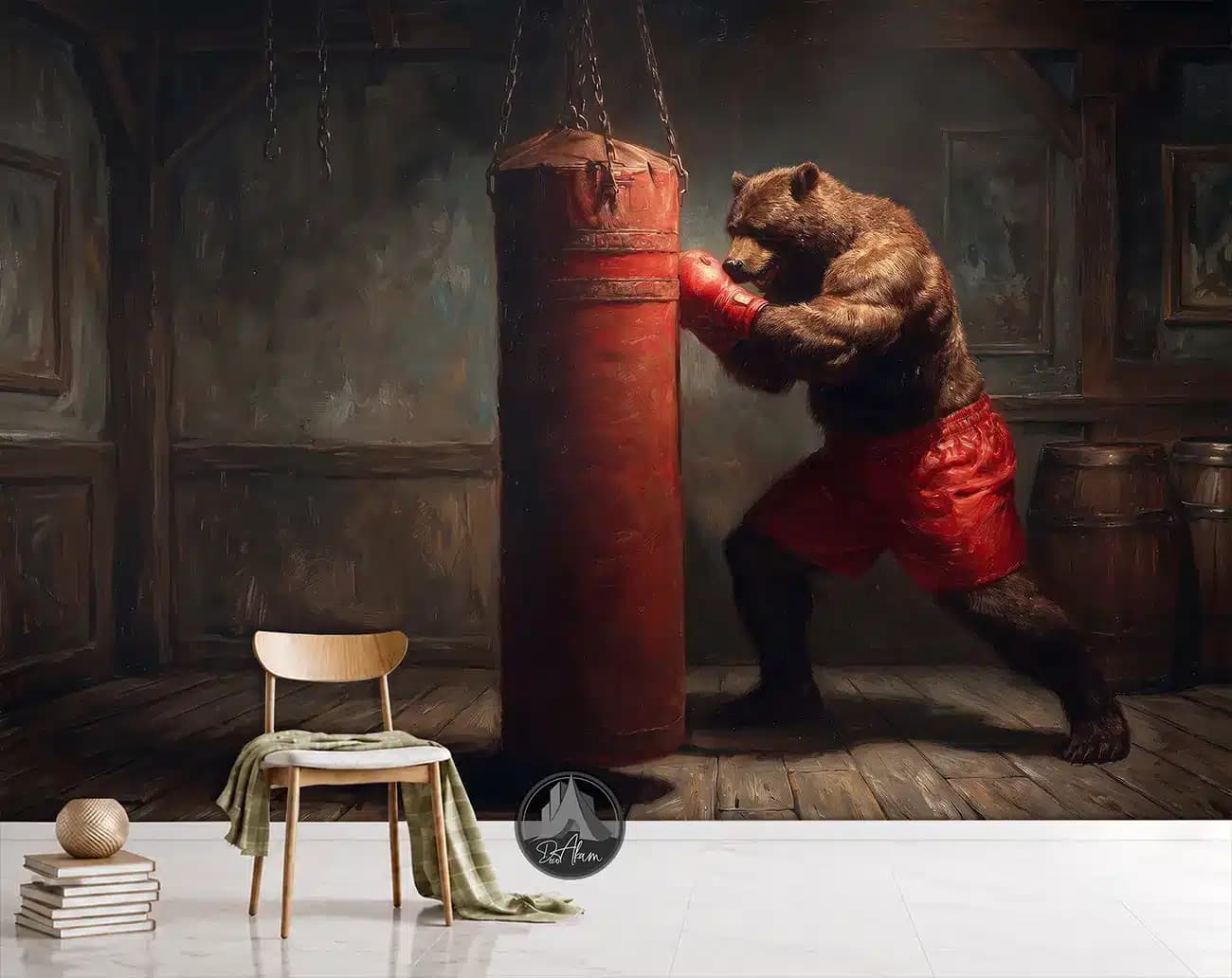 پوستر دیواری خرس بوکسور در حال تمرین کد DA-(8031) | طرح سه بعدی ورزشی — تصویر ۴