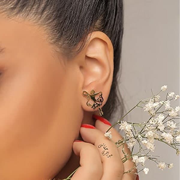 گوشواره طلا زنانه فانتزی میخی بالرین