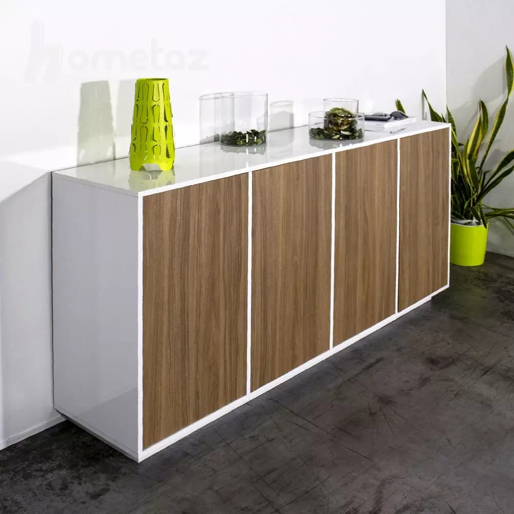 کنسول ام دی اف سفید و طرح چوب 4 کمد مدل ht2170 — تصویر ۲