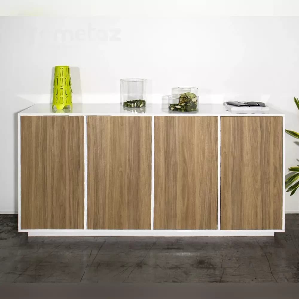 کنسول ام دی اف سفید و طرح چوب 4 کمد مدل ht2170