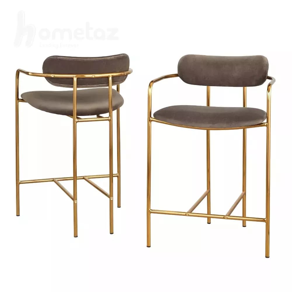 صندلی کانتر پایه استیل طلایی و نقره ای مدرن مدل ht2248 — تصویر ۲