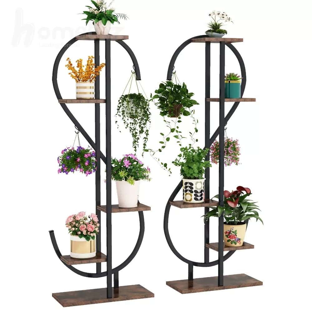 استند پایه گلدان و کتابخانه فلزی با صفحه چوب یا MDF مدل ht1653 — تصویر ۴