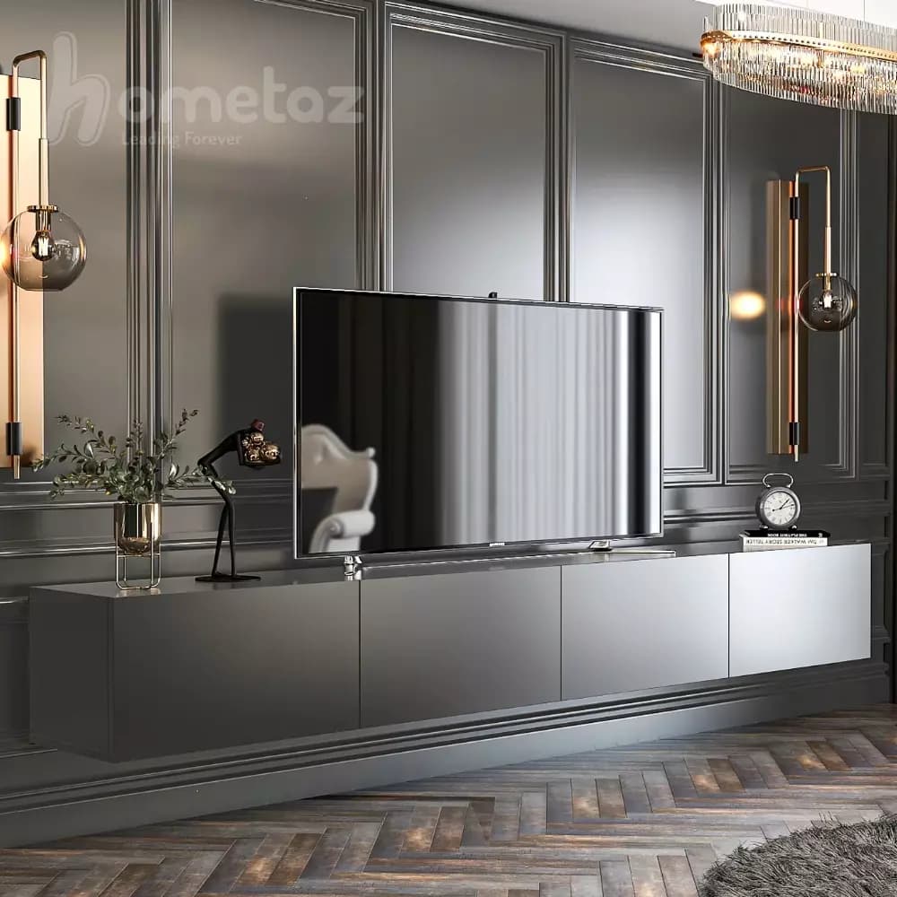 میز تلویزیون دیواری ام دی اف شیک 4 کمدی مدل ht2118