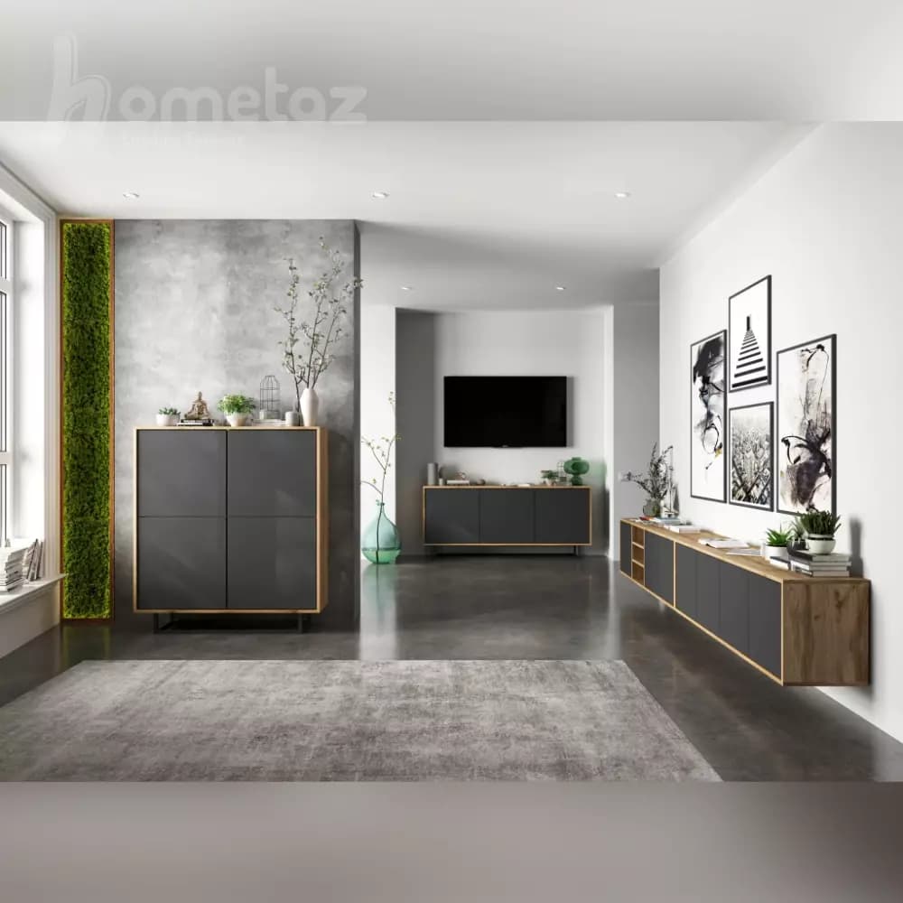 میز تلویزیون دیواری 4 کمد 2 طبقه ای mdf مدل ht2119 — تصویر ۵