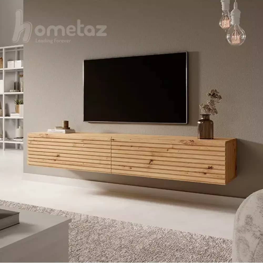 میز تلویزیون ام دی اف طرح چوب دیواری 2 کمد مدل ht2117