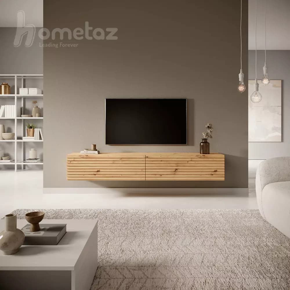 میز تلویزیون ام دی اف طرح چوب دیواری 2 کمد مدل ht2117 — تصویر ۴