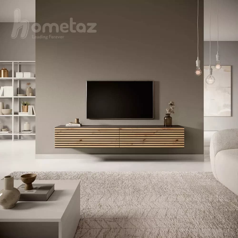 میز تلویزیون ام دی اف طرح چوب دیواری 2 کمد مدل ht2117 — تصویر ۳