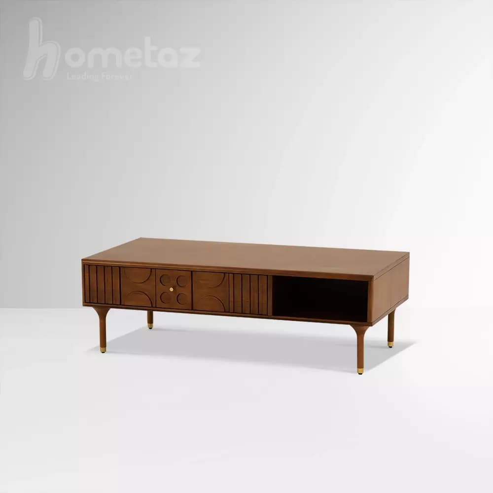 میز جلو مبلی ام دی اف قهوه ای دو کشو مدل ht1974 — تصویر ۵