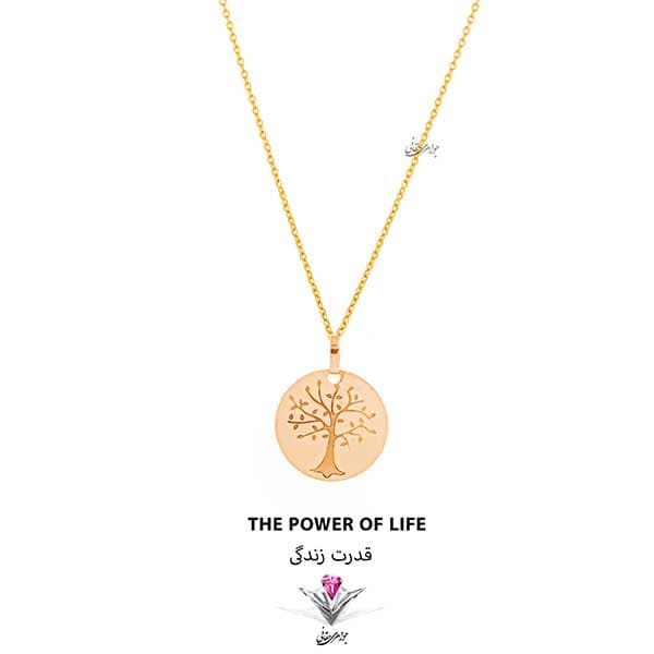 ⭐باندل آویز طلا شانس (LUCK) طرح درخت زندگی به همراه دو عدد مروارید + فیروزه رایگان⭐ — تصویر ۳
