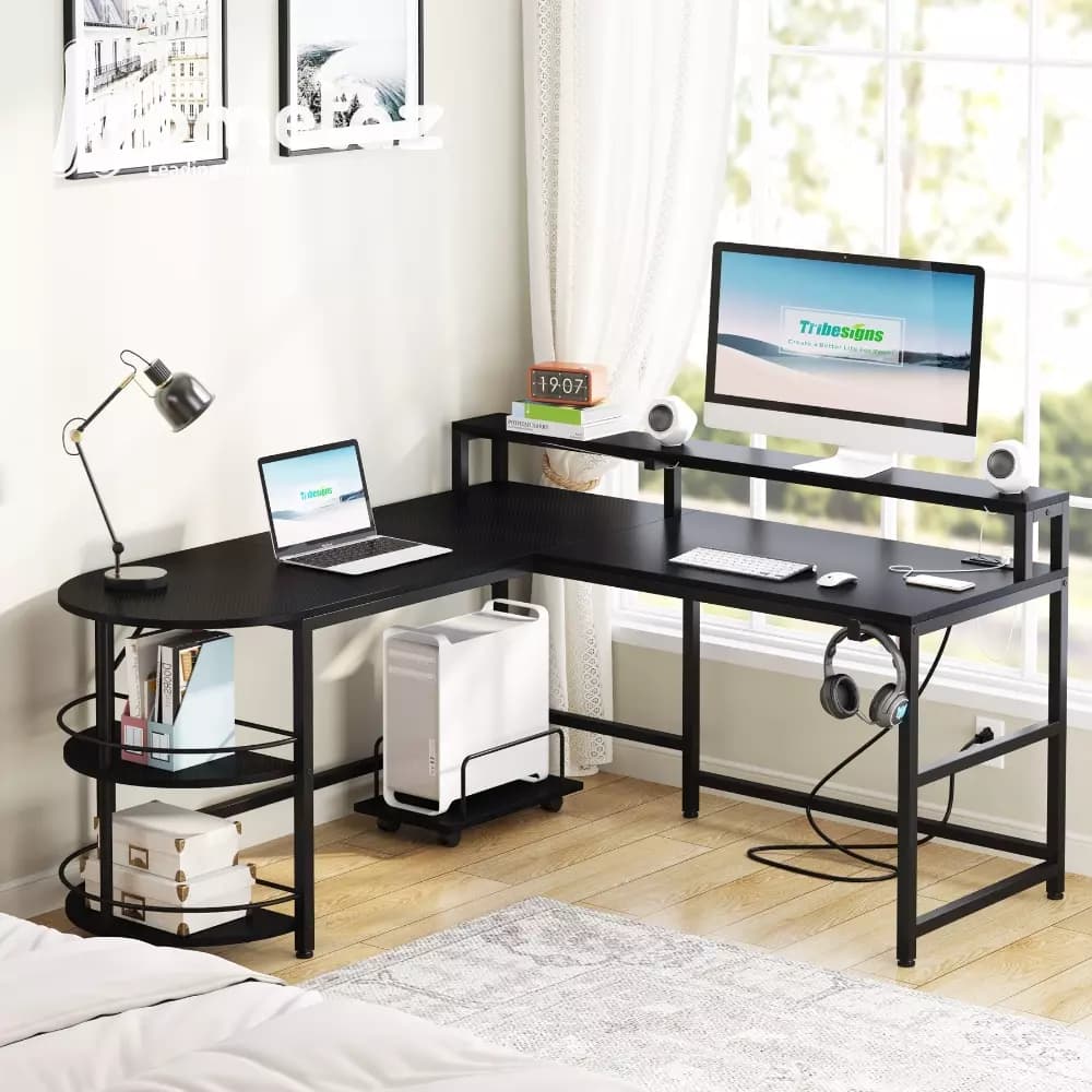 میز گیمینگ دو طبقه مدرن با صفحه mdf مدل ht2104 — تصویر ۴