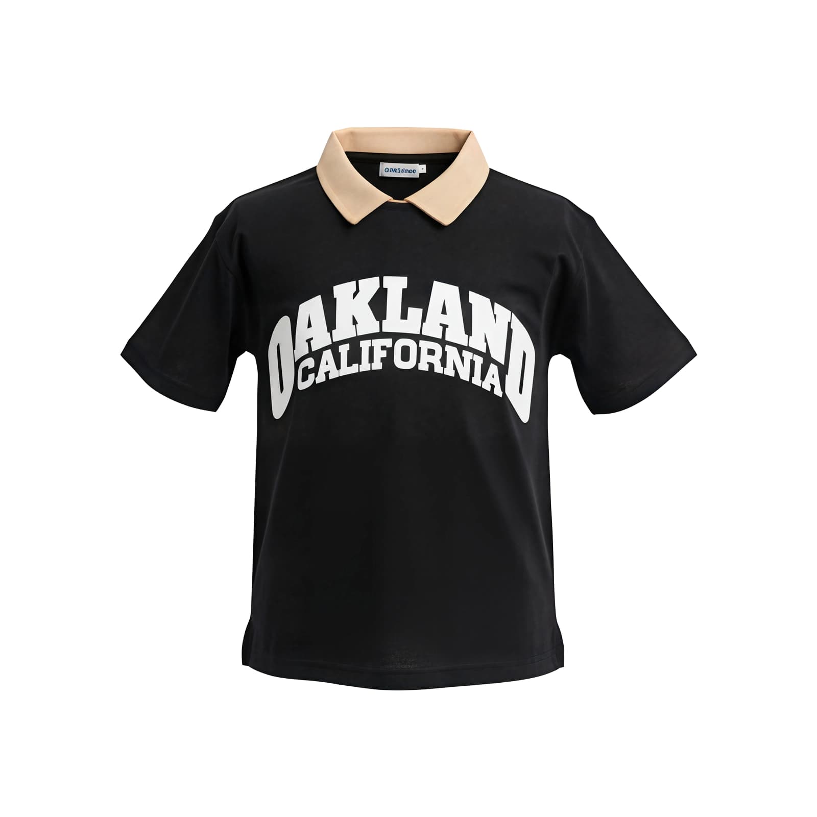 ست تیشرت شلوارک بچگانه پسرانه مدل یقه بلیزری OAKLAND رنگ مشکی — تصویر ۳