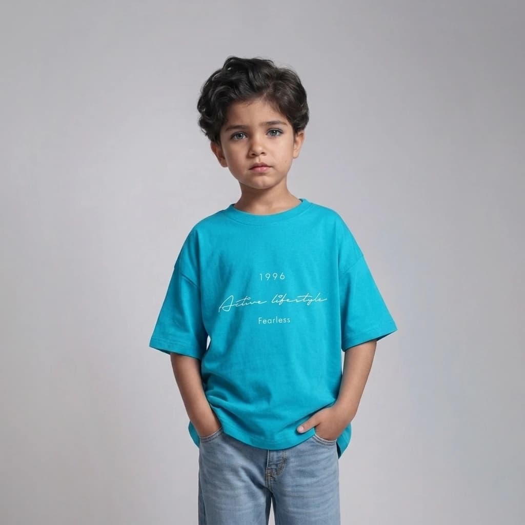 تیشرت بچگانه اسپرت برند بارانا مدل 1996 رنگ آبی روشن(سایز55)