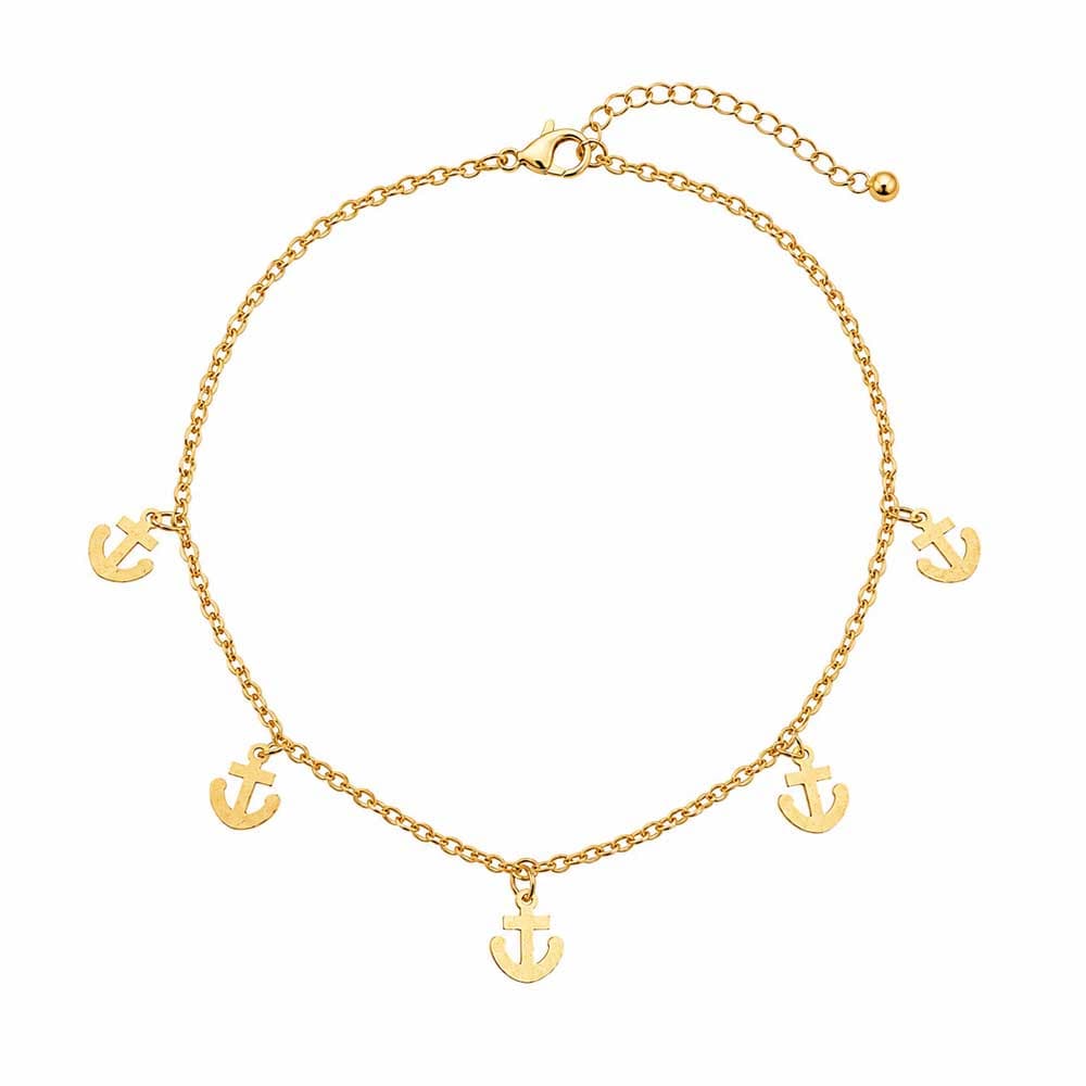 پابند زنانه استیل طلایی مدل لنگر دریایی کد PA-ST-G010 — تصویر ۲