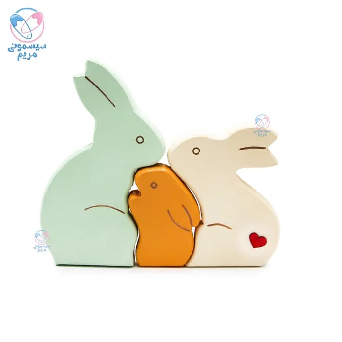 پازل چوبی دکوری خانواده خرگوش
