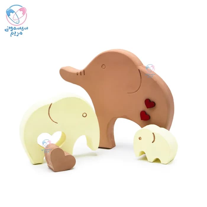 پازل چوبی دکوری خانواده فیل — تصویر ۳