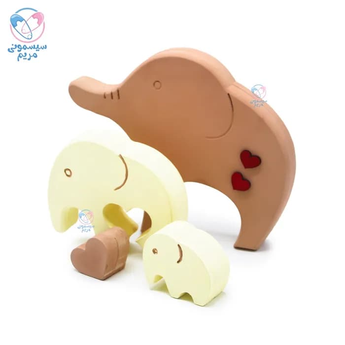 پازل چوبی دکوری خانواده فیل — تصویر ۲