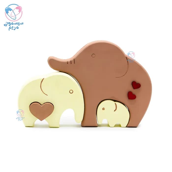 پازل چوبی دکوری خانواده فیل