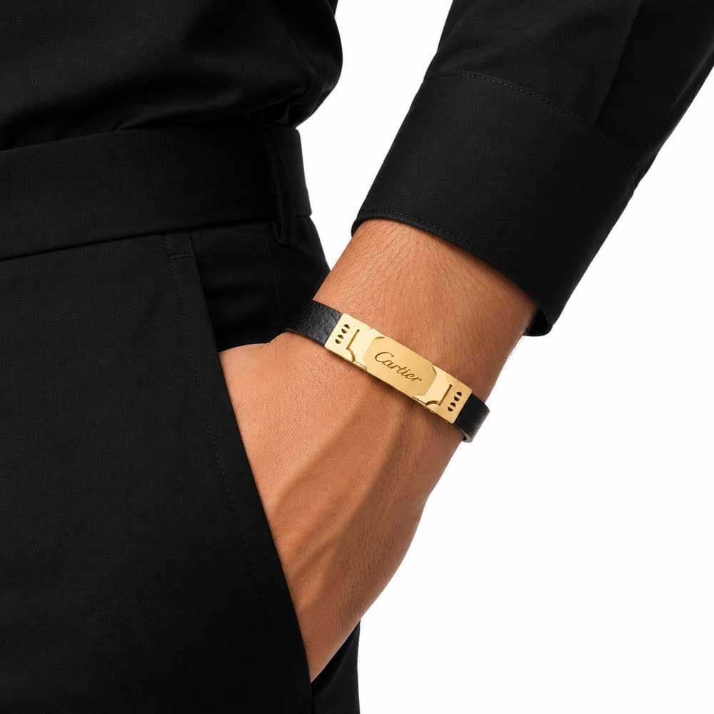 دستبند چرم مردانه مدل کارتیر (Cartier) طلایی کد LB-1045 — تصویر ۲