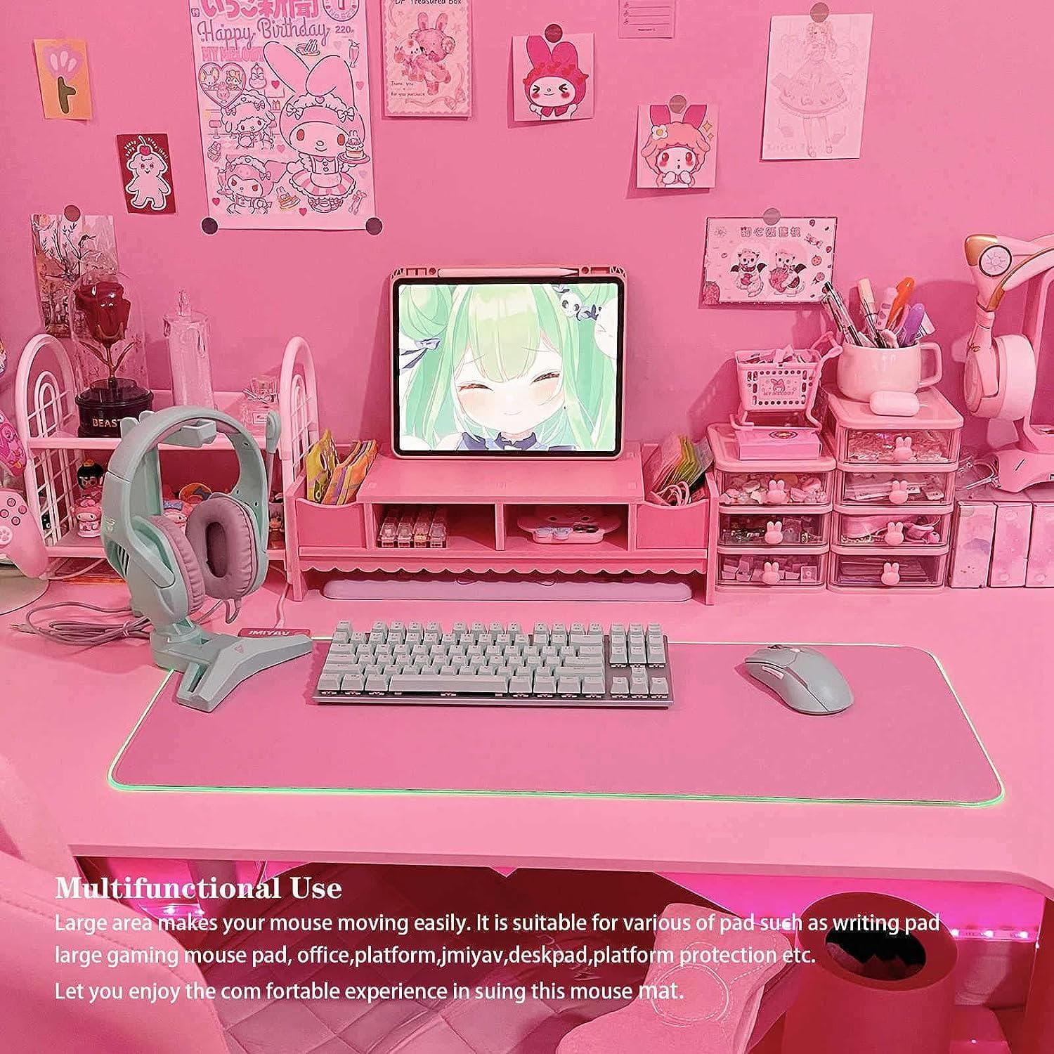 ماوس پد گیمینگ JMIYAV Pink RGB Gaming Mouse — تصویر ۳