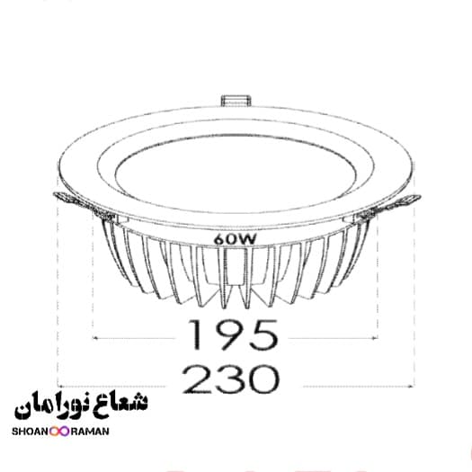 چراغ توکار هارمونیک COB دایره ای ۶۰ وات پارس شعاع توس — تصویر ۲