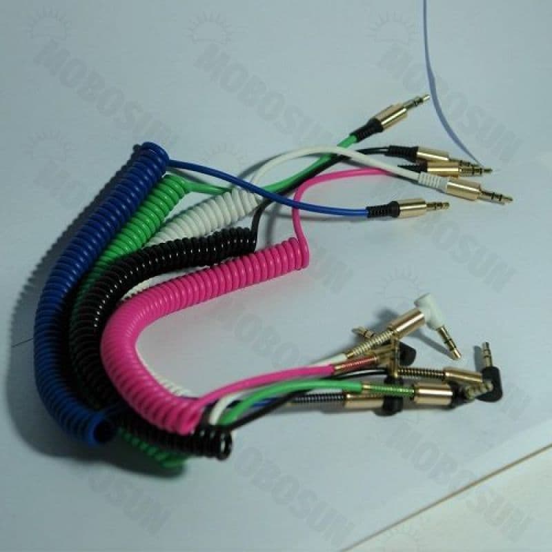 کابل AUX رنگی سرکج یک متری فنری
