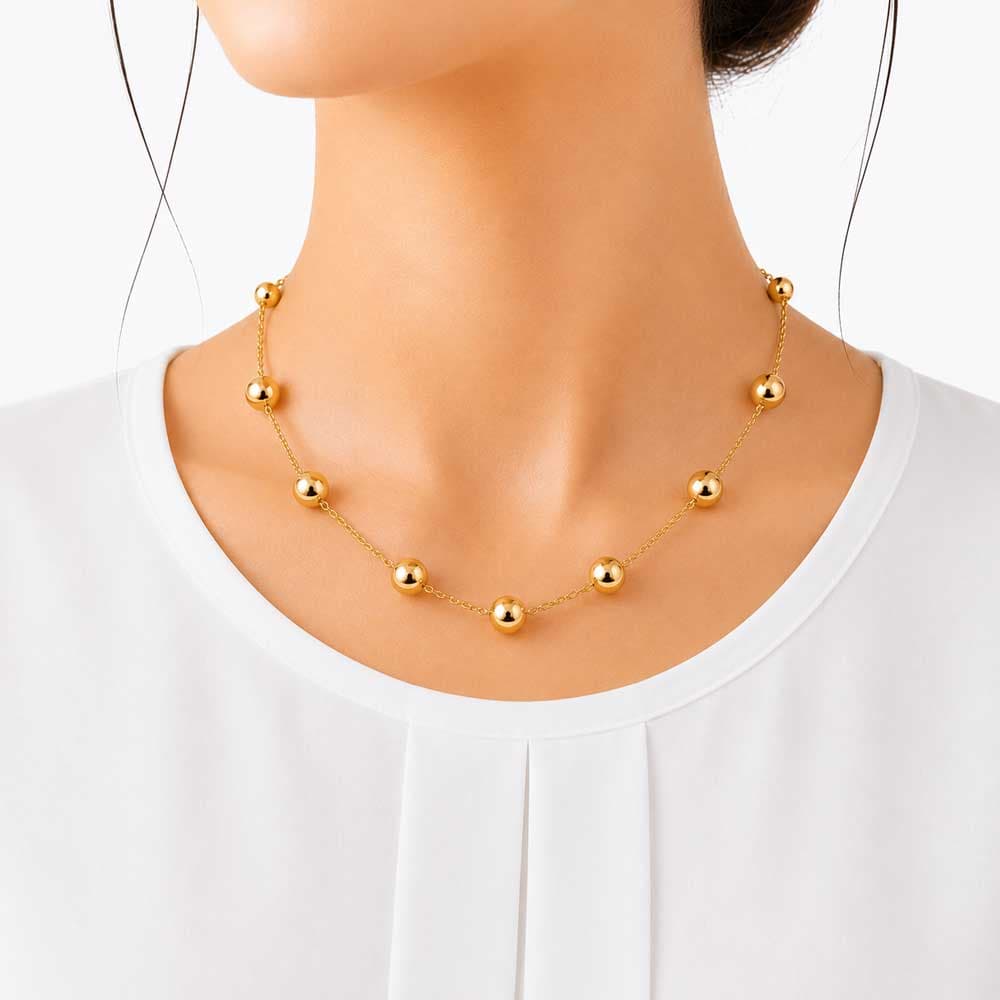 گردنبند گوی طلایی رنگ زنانه کد NK-MH-002