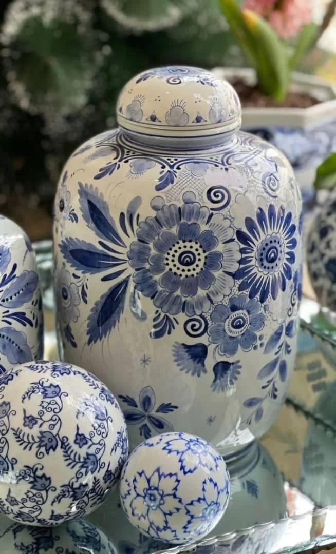 کندی دلف هلندی انتیک خاص بی نظیر نقاشی دست قدیمی ۲۷ سانتی