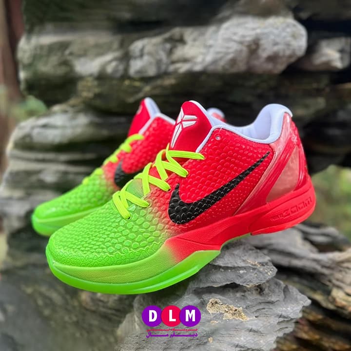کفش بسکتبال نایکی کوبی 6 رنگ ترکیبی قرمز و سبز nike kobe 6 red & green — تصویر ۵