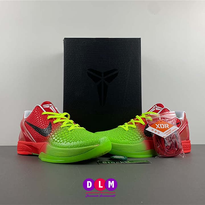 کفش بسکتبال نایکی کوبی 6 رنگ ترکیبی قرمز و سبز nike kobe 6 red & green — تصویر ۳