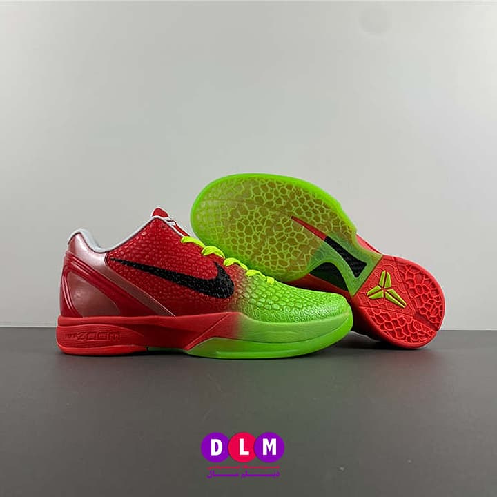 کفش بسکتبال نایکی کوبی 6 رنگ ترکیبی قرمز و سبز nike kobe 6 red & green — تصویر ۲