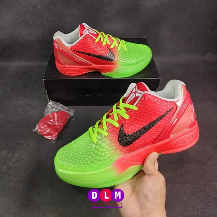 کفش بسکتبال نایکی کوبی 6 رنگ ترکیبی قرمز و سبز nike kobe 6 red & green — تصویر ۴