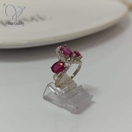 انگشتر نقره زنانه سنگ یاقوت سرخ اصل و معدنی کد 4764 — تصویر ۳
