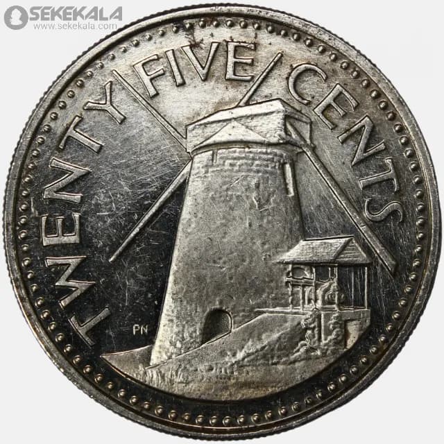 سکه 25 سنت کمیاب باربادوس 1974