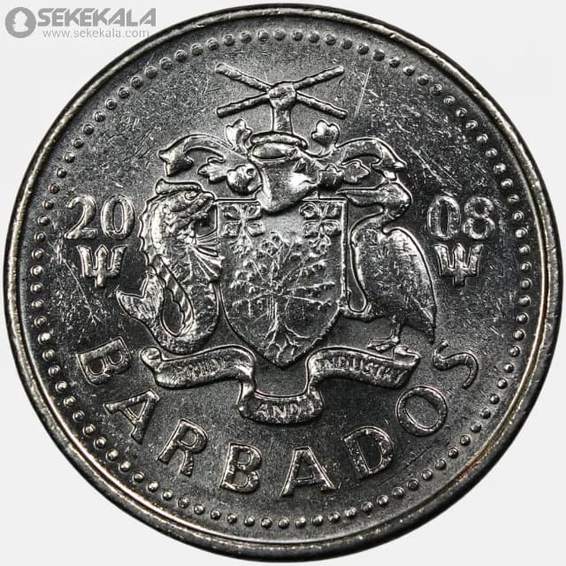 سکه 25 سنت کمیاب باربادوس 2008 — تصویر ۲