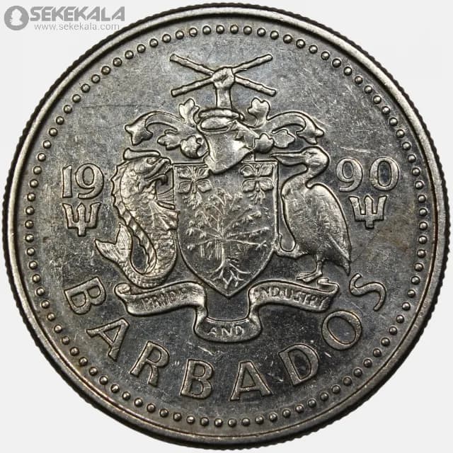 سکه 25 سنت کمیاب باربادوس 1990 — تصویر ۲