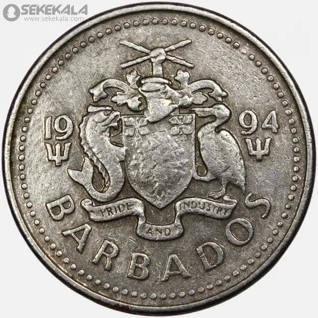 سکه 25 سنت کمیاب باربادوس 1994 — تصویر ۲