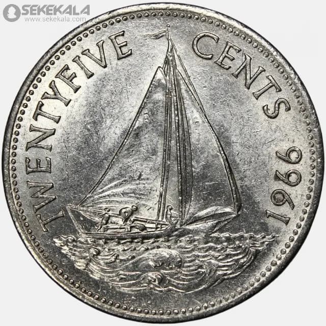 سکه 25 سنت کمیاب باهاما 1966 (ملکه الیزابت)