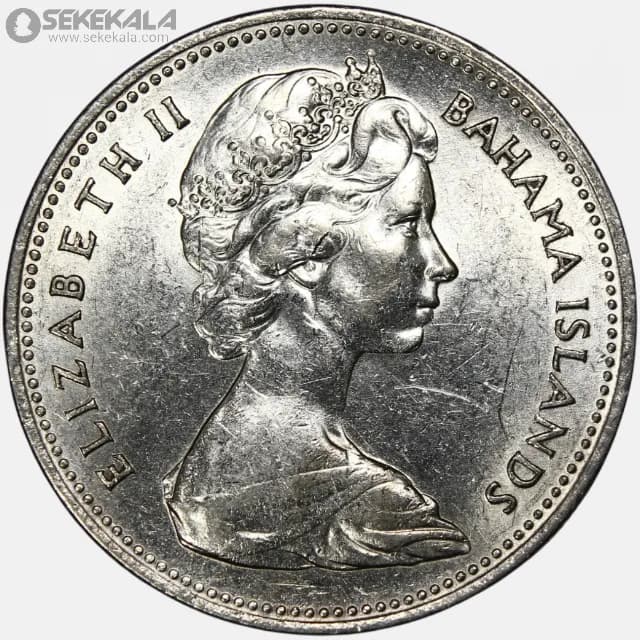 سکه 25 سنت کمیاب باهاما 1966 (ملکه الیزابت) — تصویر ۲