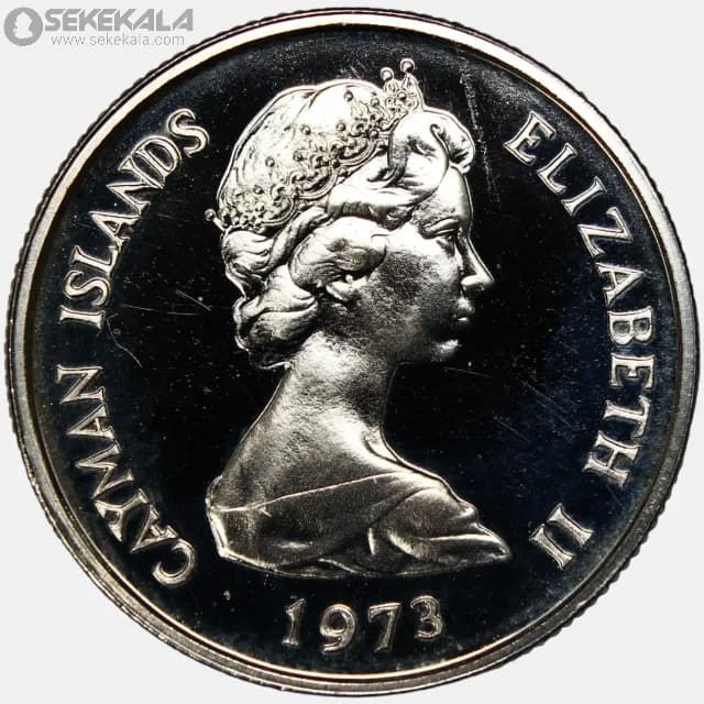 سکه 25 سنت پروف کمیاب جزایر کایمن 1973(ملکه الیزابت) — تصویر ۲