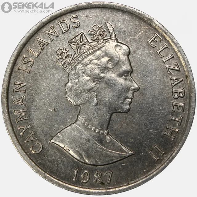 سکه 25 سنت کمیاب جزایر کایمن 1987(ملکه الیزابت) — تصویر ۲