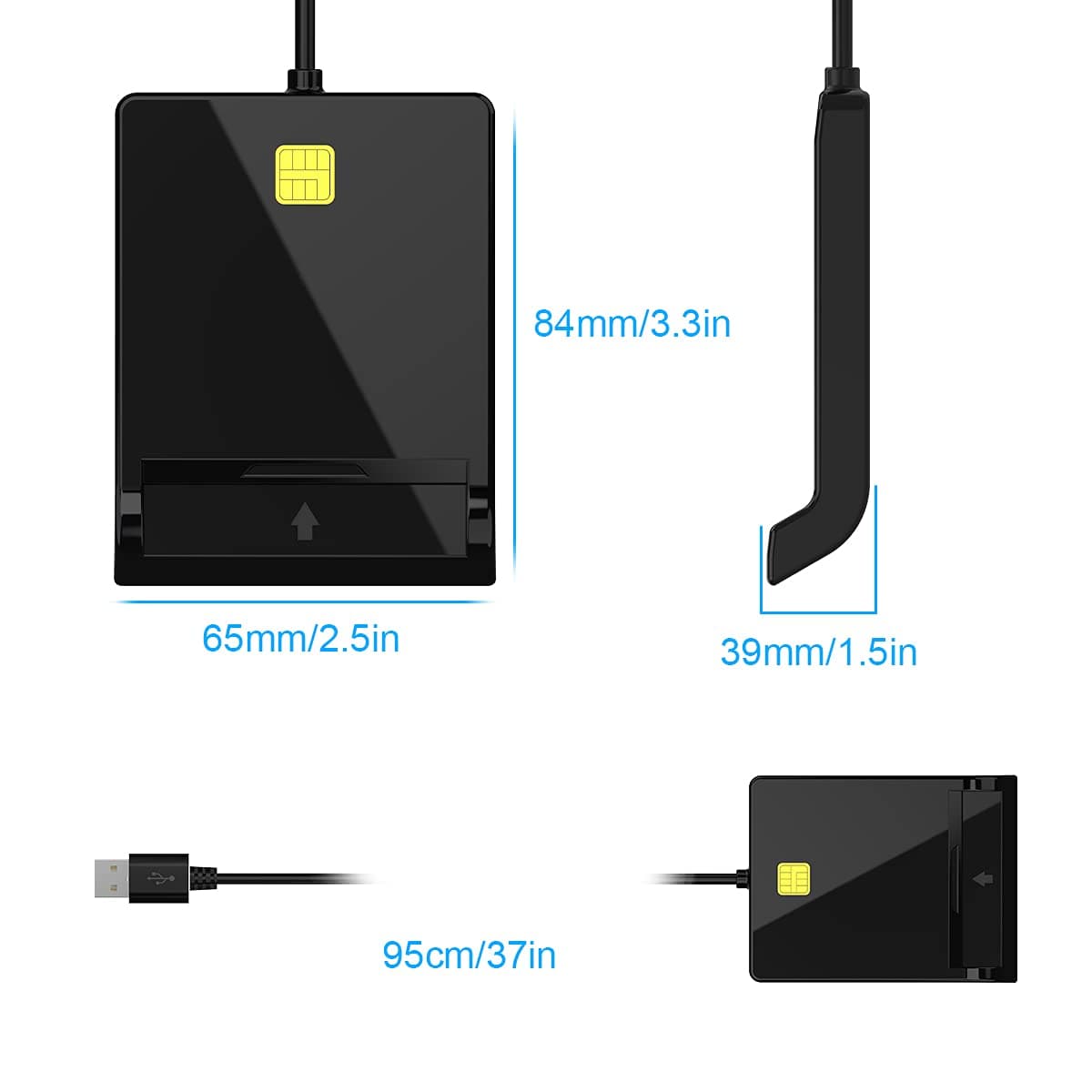 کارت خوان تراشه، کارت خوان USB نظامی 2 در 1 DOD، کارت CAC، سیم کارت خوان سازگار با ویندوز، لینوکس، — تصویر ۲